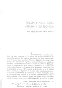 Poesía y Aquelarre : Neruda y su técnica  [artículo] Antonio de Undurraga.