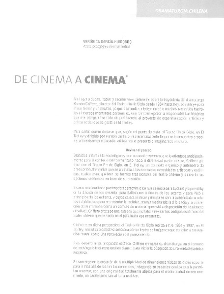De cinema a cinema  [artículo] Verónica García-Huidobro.