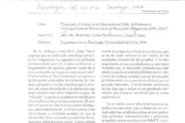 Equidad y calidad de la educación en Chile : reflexiones e investigaciones de eficiencia de la educación obligatoria (1990-2001) [artículo] Luis A. Riveros.
