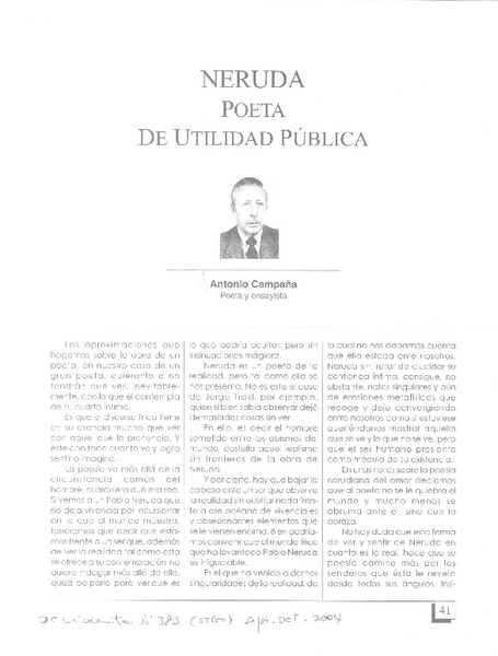 Neruda poeta de utilidad pública  [artículo] Antonio Campaña.