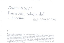 Parra: arqueología del antipoema  [artículo] Federico Schopf