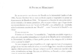 A Patricio Marchant  [artículo].
