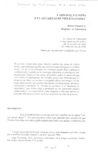 Carnaval y utopía en las cartas de Violeta Parra  [artículo]Reiner Canales C.