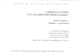 Carnaval y utopía en las cartas de Violeta Parra  [artículo]Reiner Canales C.