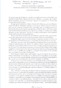 Presentación del libro de Marcos García de la Huerta, Pensar la política  [artículo] Carlos Ruiz Schneider.