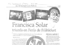 Francisca solar triunfa en Feria de Frankfurt  [artículo] Carolina Andonie Dracos.