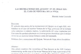 Las recreaciones del Quijote en el siglo XIX: el caso de Ventura de la Vega  [artículo]Mariela Insúa Cereceda.