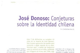 José Donoso: Conjeturas sobre la identidad chilena  [artículo]Luis García-Huidobro.