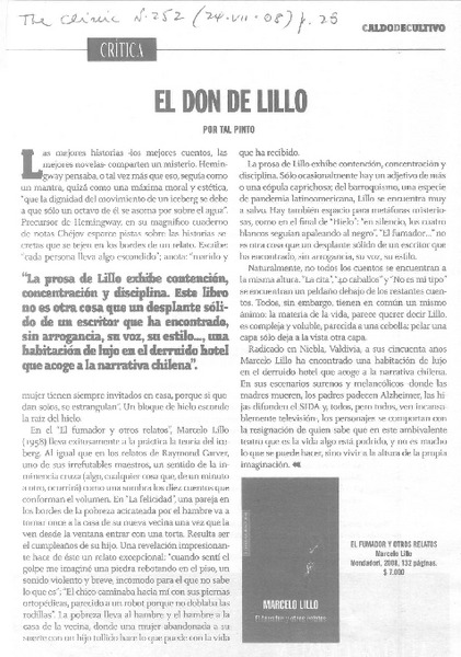 El Don de Lillo  [artículo] Tal Pinto.