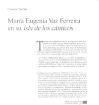 María Eugenia Vaz Ferreira en su Isla de los cánticos  [artículo] Carmen Faccini.