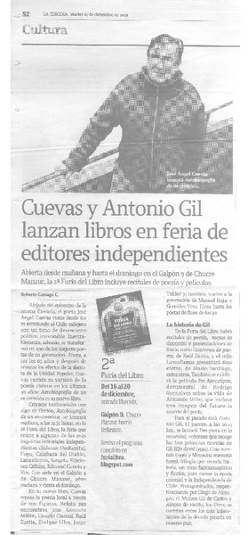 Cuevas y Antonio Gil lanzan libros en feria de editores independientes  [artículo] Roberto Careaga C.