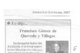 Francisco Gómez de Quevedo y Villegas  [artículo] Patricio Díaz Coudray.