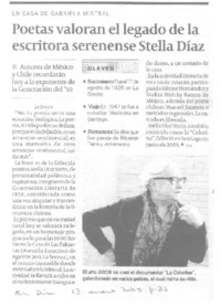 Poetas valoran el legado de la escritora serenense Stella Díaz  [artículo].