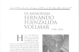 In memoriam Fernando Fuenzalida Vollmar  [artículo] EduardoHernando Nieto.