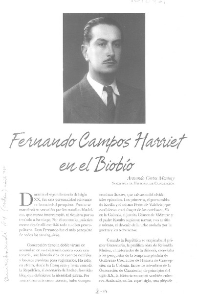 Fernando Campos Harriet en el Biobío  [artículo] Armando Cartes Montory.