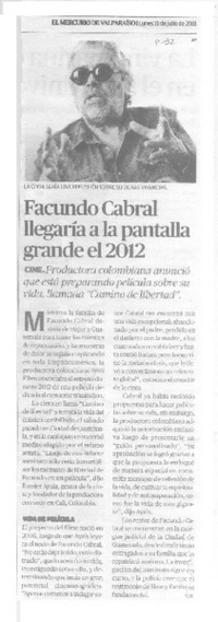 Facundo Cabral llegaría a la pantalla grande el 2012  [artículo]