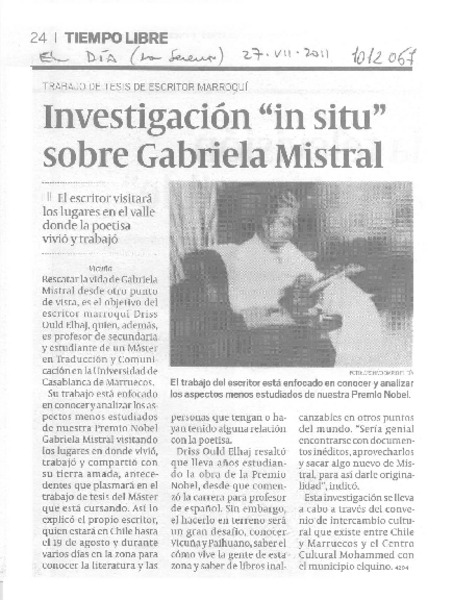 Investigación in situ sobre Gabriela Mistral  [artículo]