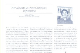 Naruda ante la "New Criticism" anglosajona  [artículo] Greg Daews.