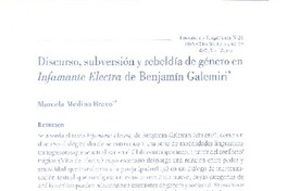 Discurso, subversión y rebeldía de género en Infamante Electra de Benjamín Galemiri  [artículo] Marcela Medina Bravo.