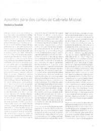 Apuntes para dos cartas de Gabriela Mistral  [artículo] Verónica Zondek.