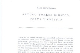 Arturo Torres Rioseco, poeta y crítico  [artículo] Raúl Silva Castro.