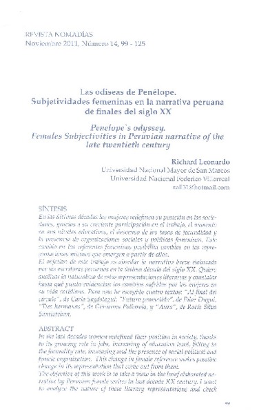 Las odiseas de Penélope  [artículo] Richard Leonardo.