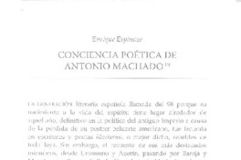 Conciencia poética de Antonio Machado  [artículo] Enrique Espinoza.