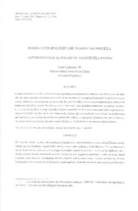 Poesía antropológica de Ivonne Valenzuela  [artículo] Iván Carrasco M.