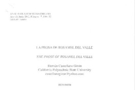 La prosa de rosamel del Valle  [artículo] Hernán Castellano Girón.