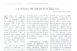 La poesía-mujer de Paz Molina  [artículo] Ricardo Gómez López