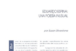 Eduardo Espina : una poesía inusual [artículo] Susan Silverston.