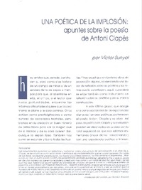 Una poética de la implosión : apuntes sobre la poesía de Antonio Clapés [artículo] Víctor Sunyol.