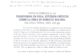 Territorios en fuga : estudios críticos sobre la obra de Roberto Bolaño [artículo] Ignacio Alvarez.