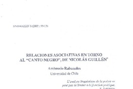 Relaciones asociativas en torno al "Canto Negro"  [artículo] Ambrosio Rabanales.