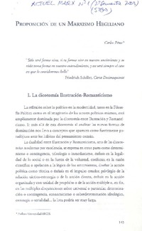 Proposición de un Marxismo Hegeliano  [artículo] Carlos Pérez.