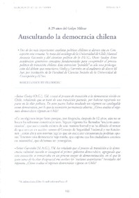 Auscultando la democracia chilena A 29 años del Golpe Militar [artículo] : Marcela Fuentes.