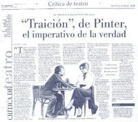 "Traición", de Pinter, el imperativo de la verdad  [artículo] Agustín Letelier.