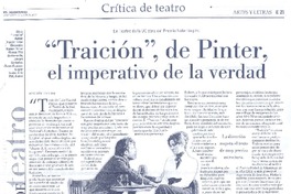 "Traición", de Pinter, el imperativo de la verdad  [artículo] Agustín Letelier.