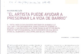 "El artista puede ayudar a preservar la vida de barrio" [entrevista]  [artículo] Raúl Márquez.