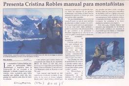 Presenta Cristina Robles manual para montañistas  [artículo] Eloy Gordillo.