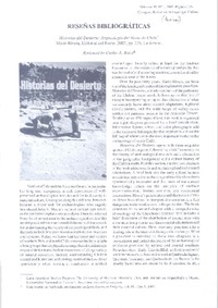 Reseñas bibliograficas : Historias del desierto : Arqueología del Norte de Chile [artículo] Carlos Baied.