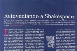 Reinventando a Shakespeare  [artículo] Yenny Cáceres.