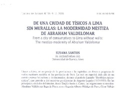De una Ciudad de tísicos a Lima sin murallas: la modernidad mestiza de Abraham Valdelomar  [artículo]Susana Santos.