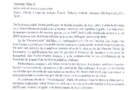 Gabriela Mistral. Selección de prosa y poesías  [artículo] Ana María Cuneo M.