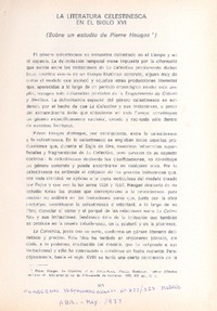 La literatura celestinesca en el siglo 16  [artículo] Antonio Castro Díaz.