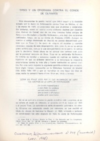 Tirso y un epigrama contra el Conde de Olivares  [artículo] Jaime Asensio.