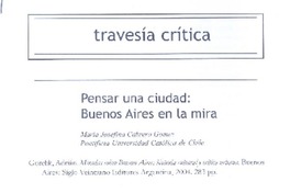 Pensar una ciudad : Buenos Aires en la mira [artículo] María Josefina Cabrera Gómez.