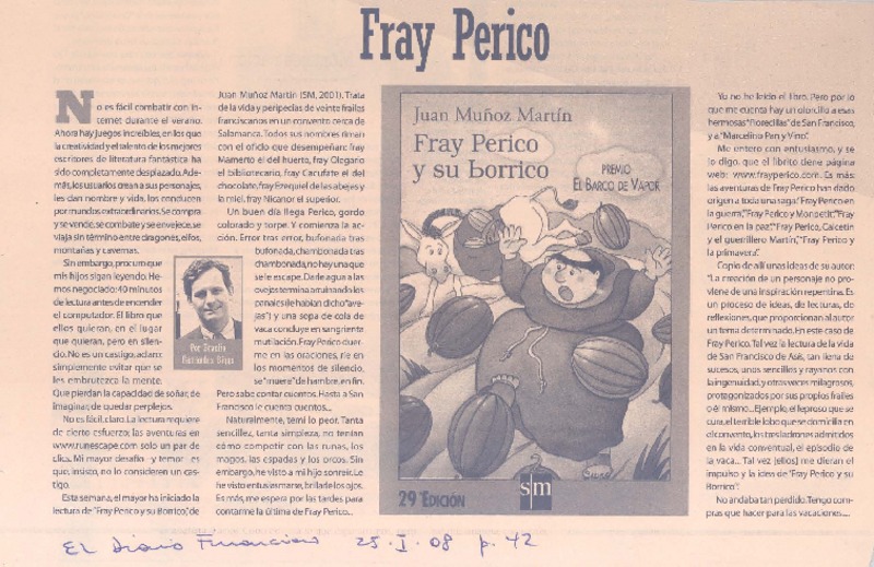 Fray Perico  [artículo] Braulio Fernández Biggs.