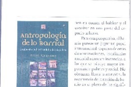 Antropología de lo barrial  [artículo].