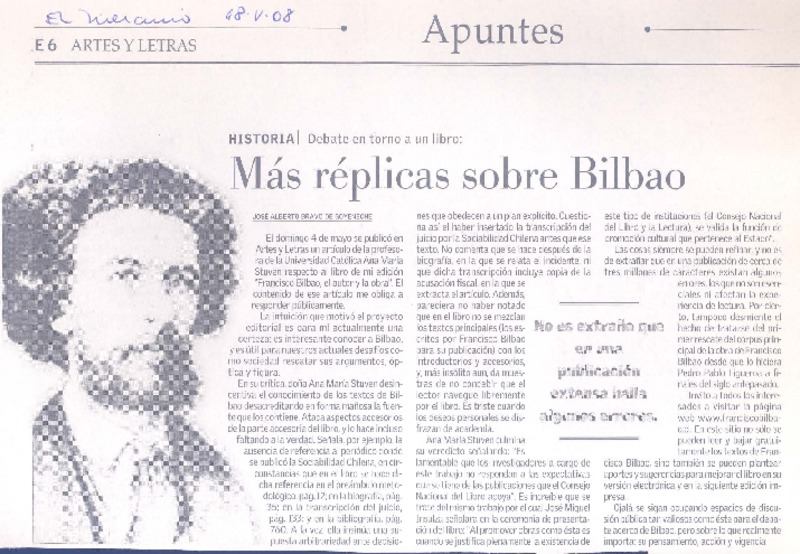Más réplicas sobre Bilbao  [artículo] José Alberto Bravo de Goyeneche.